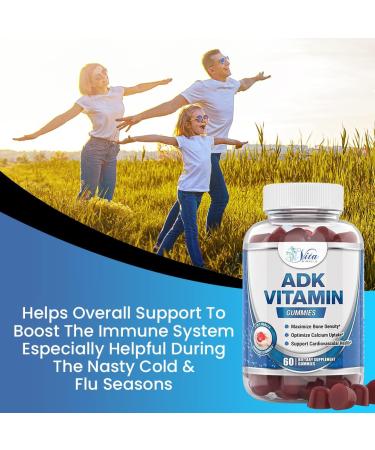 ADK Vitamin Supplement Gummies with 5000 IU D, 3000 IU A, 500mcg K - Bone Strength, Heart Health, Immune Support & Calcium Absorption - Buy Online on GoSupps.com