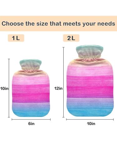 NAANLE 2L Blue Pink Wood Heat Bottle - Transparent Hot Water Bottle with Cover for Bed Hand & Feet Warmer Pain Relief & Heat Therapy - Buy Online on GoSupps.com