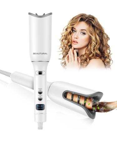BEAUTURAL Auto Hair Curler with Adjustable 5 Temps 13 Curls & 10 Timer Settings 40s Rapid Heating 1inch Large Barrel Portable Automatic Hair Curling Iron with LCD Screen Dual Voltage for Travel