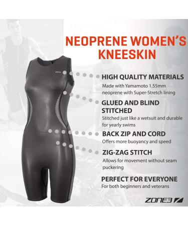 2024 Zone3 Women's Kneeskin 1.5mm Back Zip Sleeveless Shorty Swim Wetsuit - Black/Silver | International Shipping Available - Buy Online on GoSupps.com