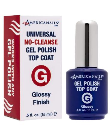 Americanails Gel Polish Top Coat - Original Dual Cure Formula , Long Lasting, Soak Off UV LED Fast Drying Nail Gel - Glossy Finish (.5 oz) 0.5 Fl Oz (Pack of 1)