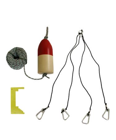 KUFA LQ1+CM1+F11RW+HA5 (10986) Sports Deluxe Crabbing Kits with Float 1/4" Lead Core Rope Heavy Duty Harness & Caliper Combo Red/White 5x11"