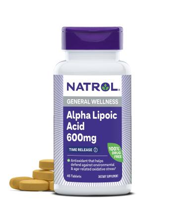 Natrol Alpha Lipoic Acid 600 mg Dietary Supplement for General Wellness 45 Tablets 45 Day Supply Unflavoured 45 Count