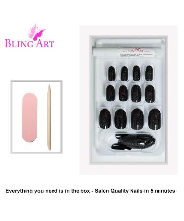 Shop False Nails Bling Art Gel Polished Glitter - 24 Dark Beauty Artificial Nails with Glue | International Shipping - Buy Online on GoSupps.com