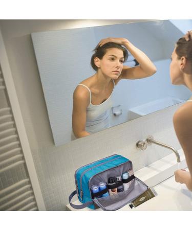 WANDF Toiletry Bag Water-Resistant Nylon Travel Wash Bag Lightweight Dopp Kit for Men and Women (A-Sky Blue) - Buy Online on GoSupps.com