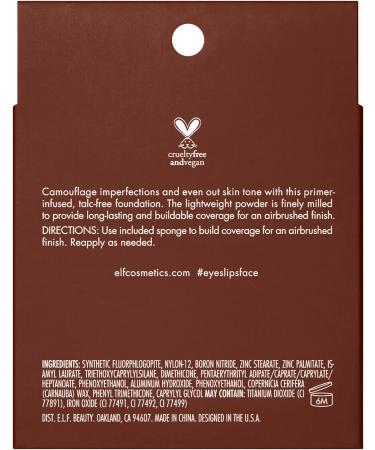 e.l.f. Camo Powder Foundation - Rich 660 N (8g) | Primer-Infused Lightweight Formula | Buildable, Long-Lasting Medium-to-Full Coverage - Buy Online on GoSupps.com