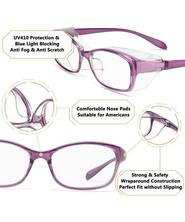 Anti Fog Bifocal Reading Glasses Safety Readers Blue Light Blocking for Men Women with Shields Anti UV400 Eyewear Purple 2.0 x - Buy Online on GoSupps.com
