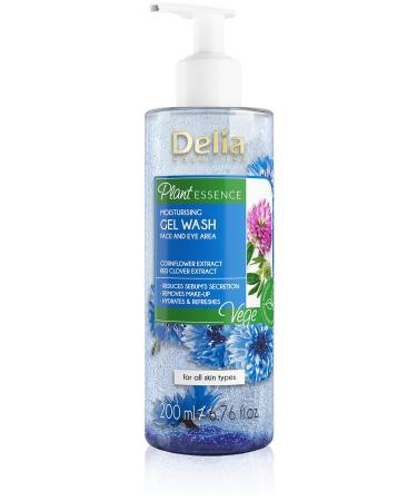 Delia Cosmetics - Plant Essence - Face Cleanser - Washing Gel - Moisturizing Cleansing - Removes Makeup & Impurities - Vegan Friendly - Natural Ingredients - Every Skin - Reduces Excess Sebum - 200 ml