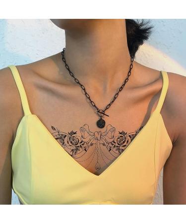 6pcs Waterproof Floral Moon Bowknot Rose Temporary Tattoos for Women - Large Size 5.4x9.5 - Realistic Fake Temp Tattoo Stickers - Buy Online on GoSupps.com