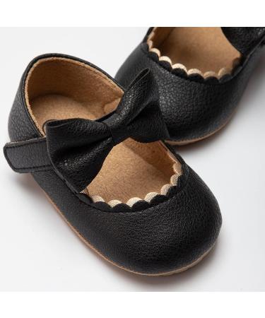 Baby Girl Mary Jane Shoes | Anti-Slip Soft Sole Princess Flats for 6-12 Months | Black - Buy Online on GoSupps.com