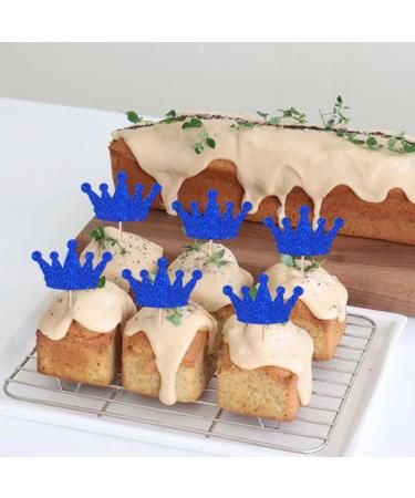 Rsstarxi 24 Pack Glitter Crown Cupcake Toppers Queen Crown Cupcake Toothpicks Baby Shower Cake Decorations for Queen Princess Theme Wedding Birthday Party Decorations Blue Design 4 Blue - Buy Online on GoSupps.com