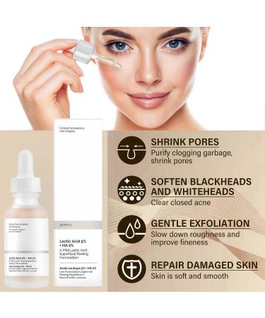 Lactic Acid 5% + Ha 2% Lactic Acid 5% Serum Hyaluronic Acid Serum for Face Lactic Acid Pore Minimizer Serum Face Serum for Women Hydrating Serum Skin Lightening Cream for All Skin Types - Buy Online on GoSupps.com
