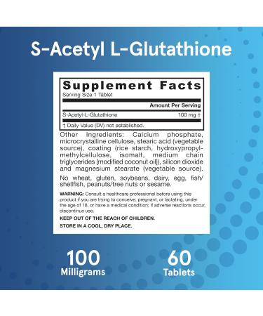 Jarrow Formulas S-Acetyl L-Glutathione 100 mg Tablets | 60 Count Dietary Supplement for Antioxidant Support & Detoxification | Non-GMO & Gluten Free - Buy Online on GoSupps.com