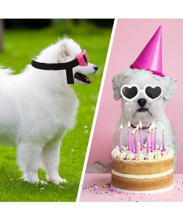 2 Pcs Small Dog Sunglasses UV Protection Heart Goggles for Dogs - Pink/White - Buy Online on GoSupps.com