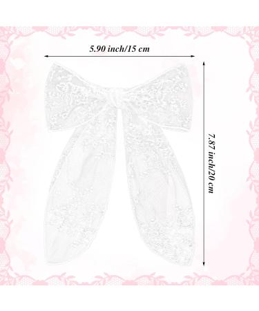 White Lace Hair Bow Clips for Women Cute Tulle Bow Barrettes Women Ribbon Bows Hair Accessories for Girls Toddlers Teens Kids - Buy Online on GoSupps.com