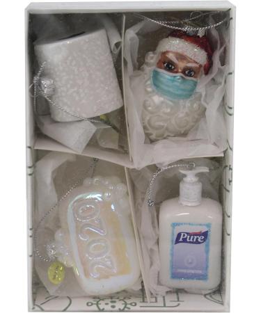 Holiday Ornament Survival Kit 2020 - Glass Santa Sanitizer Toilet Paper Ornaments - 3.0 Inches - Festive Decor for Unique Gifting - Go8127 - Buy Online on GoSupps.com