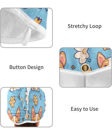 Baby Welsh Dog Flowers Hair Towel 2 Pack - Super Absorbent Quick Dry Hair Turbans for Women & Girls | Stylish & Functional Head Towel - Buy Online on GoSupps.com