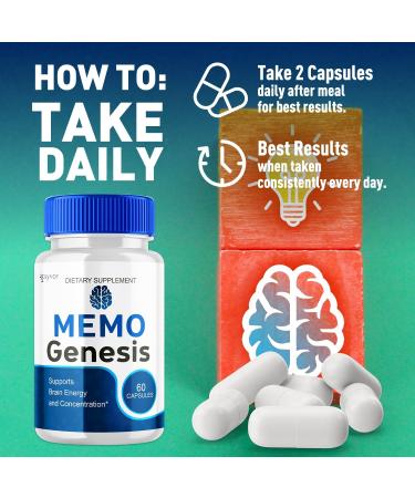 (2 Pack) Memo Genesis Capsules Official Memogenesis Brain Health Support Pills with All Natural Ingredients Advanced Brain Energy Supplement with Max Strength Vitamins for Women & Men (120 Capsules) - Buy Online on GoSupps.com