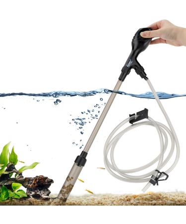 hygger Manual 80GPH/256GPH Gravel Vacuum for Aquarium, Run in Seconds Aquarium Gravel Cleaner Low Water Level Water Changer Fish Tank Cleaner with Pinch or Grip Suction Ball Adjustable Length(S/L)