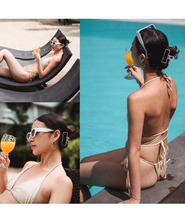 Square Claw Hair Clips for Women - Set of 4 | Large Rectangle Banana Clips in Rose Gold, Black, Silver, Gold - 3.5 Inches - Buy Online on GoSupps.com