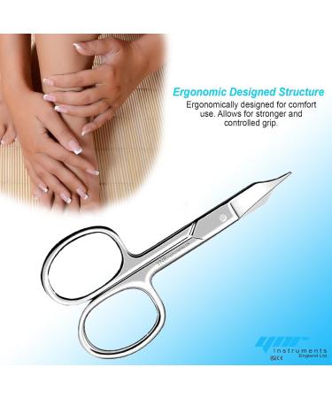 YNR Curved Blade Stainless Steel Cuticle Scissors for Manicure Pedicure - Professional Beauty Grooming Tool for Thick Toenails, Eyebrows, Nose Hair - Men and Women - Buy Online on GoSupps.com