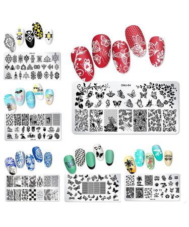 JERCLITY 6pcs Nail Stamping Plate Set - Summer Beach Butterfly Leaf Geometry Image Plates for Manicure Design - Stamping Kit Template - Buy Online on GoSupps.com