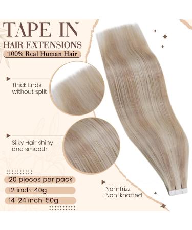 Premium Hetto Real Hair Tape In Extensions - Ash Blonde #18A/613 - Silky 50cm Remy Hair Perfect for Highlights - Buy Online on GoSupps.com