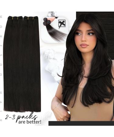 Moresoo 14 Inch Darkest Brown Human Hair Weft Extensions - 100g/Pack #2 | Sew in Brown Human Hair Extensions - Buy Online on GoSupps.com