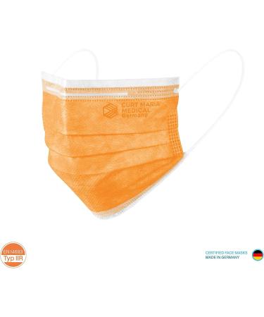 Curt Maria Medical 50-Pack 3-Layer Face Masks Made in Germany - Disposable Orange Mouth Protection with Ear Loops for International Shipping - Buy Online on GoSupps.com