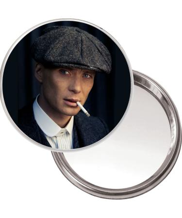 Unique Button Mirror with a picture of Tommy Shelby played by Cillian Murphy in the BBC series Peaky Blinders. Delivered in a Black Organza bag.