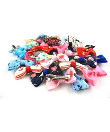 Hixixi 32 Pcs / 16 Pairs Multicolor Beauty Pet Cat Dog Hair Bows Hair Clips Groomin g Accessories 1.6"x0.9" Pink Black Heart - Buy Online on GoSupps.com