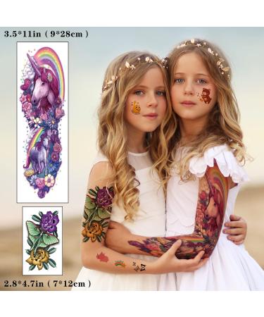 52 Sheets Kids Full Arm Temporary Tattoo Set - Realistic Fake Tattoos for Boys and Girls - Dinosaur, Unicorn, Shark, Butterfly Designs - Buy Online on GoSupps.com