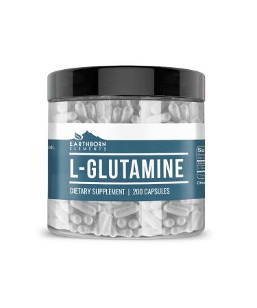 Earthborn Elements L-Glutamine 200 Capsules Pure & Undiluted No Additives 1 Count (Pack of 200)