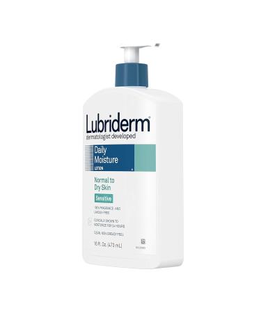 Lubriderm Daily Moisture Body Lotion for Sensitive Skin - Vitamin B5 Unscented Non-Greasy 16 fl. oz - Fast International Shipping - Buy Online on GoSupps.com