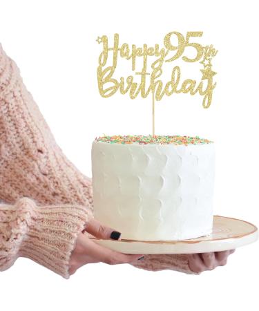 LOVENJOY Happy 95th Birthday Cake Topper Gold Glitter Hello 95 and Fabulous Cake Decoration 95 & Happy Birthday - Buy Online on GoSupps.com