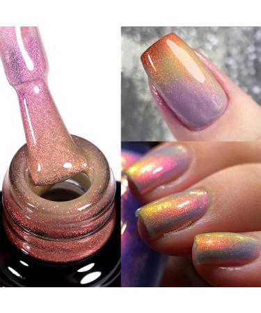Autumn Gel Nail Polish Colour Changing Gel Nail Polish Thermal Chameleon Gel UV Gel Soak Off Nail Art Pastel Gel Brown Glitter Orange Gold Purple (URB117)