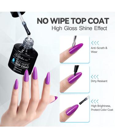 Gelike EC 6 in 1 Nail Glue Base Gel and Top Coat Kit - 2PCS Set for Long Lasting, Stain Resistant Nails - No Wipe Top Coat for Super Shiny Finish - Buy Online on GoSupps.com