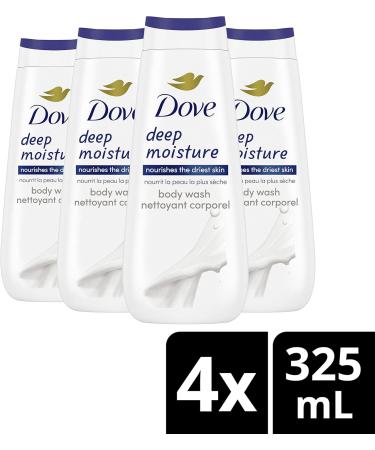 Dove Deep Moisture Body Wash for nourishing the driest skin gentle body cleanser deeply moisturizes the skin 325 ML Pack of 4 Deep Moisture 325 ml (Pack of 4) - Buy Online on GoSupps.com