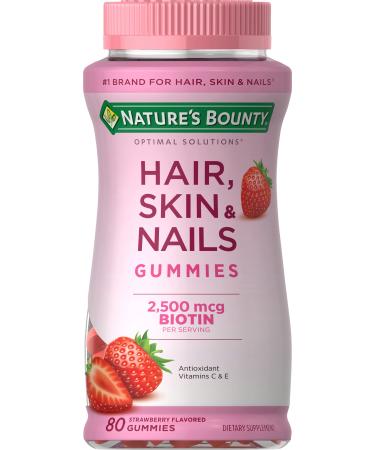 Nature's Bounty Optimal Solutions Hair, Skin and Nails Gummies, Strawberry, 80 Count - Buy Online on GoSupps.com
