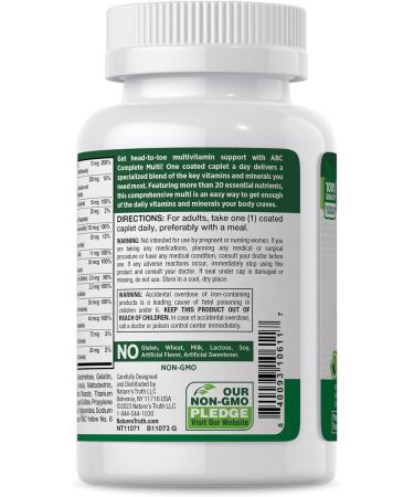 Nature's Truth Adult ABC Complete Multivitamin | 100 Caplets | Non-GMO & Gluten Free - Buy Online on GoSupps.com