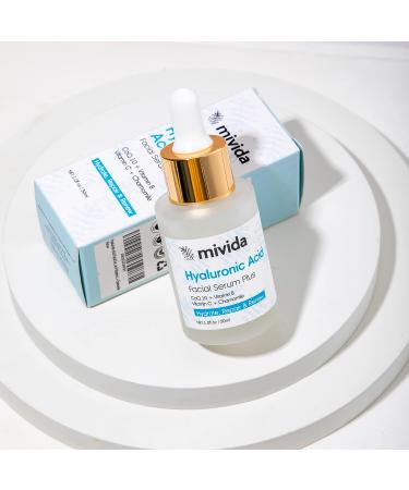 mivida Hyaluronic Acid Serum for Face | Natural Anti-Aging Formula with Vitamin C, B, CoQ10 | 1 fl oz - Buy Online on GoSupps.com