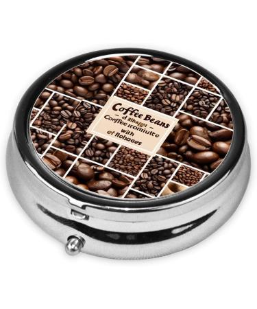 Coffee Collage Mini Round Pill Box | 3 Compartment Travel Organizer | Portable Medicine Case for Home & Office - Buy Online on GoSupps.com