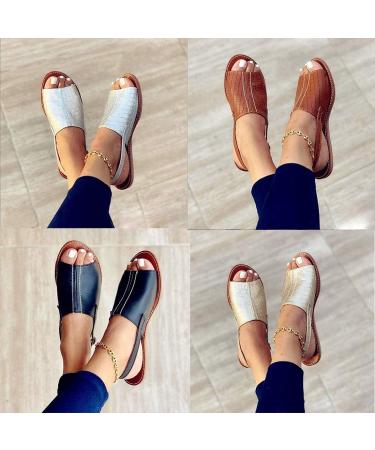 Creev Women s Casual Summer PU Leather Slide Sandals - Open Toe Comfortable Bohemian Beach Footwear (Goud 37 EU) - Buy Online on GoSupps.com