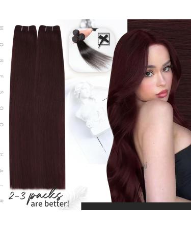 Moresoo Wine Red Human Hair Weft Extensions 18 100g #99J - Burgundy Sew-in Hair Extension - Buy Online on GoSupps.com