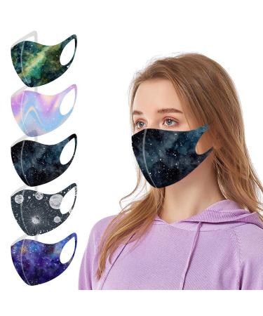 Yliquor 5pc Adult Halloween Mouth Mask for Protection Face and Nose Health Washable Earloop Mask Reusable Washable for Men Women Adults (5 PC G)