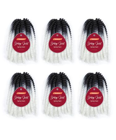 ROKTRESS Spring Twist Crochet Hair - 8 Inch 6 packs Braiding Ombre Colors Bob spring twist hair Low Temperature Synthetic Fiber Fluffy Hair Extensions (8 Inch,OTWhite) 8 Inch (Pack of 6) OTWhite