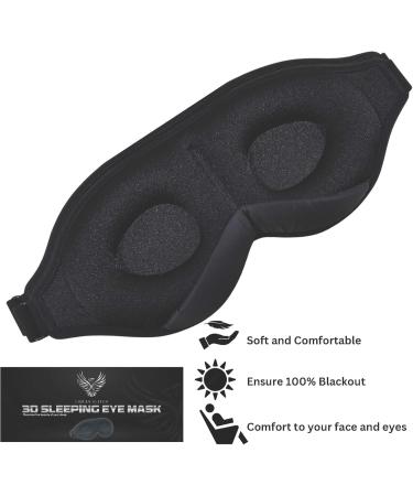 Premium 3D Sleep Mask for Men & Women - Comfortable Eye Mask for Travel Yoga & Sleeping - Adjustable Strap & 99.9% Light Blocking - Buy Online on GoSupps.com
