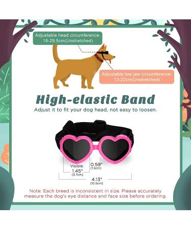 Lewondr Small Dog Sunglasses - UV Protection Goggles with Adjustable Strap for Pet Dogs - Pink Heart Shape - Buy Online on GoSupps.com