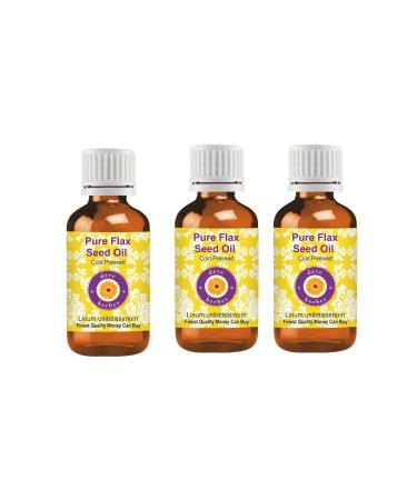 DEve Herbes Pure Flachs seed oil (linum usitatissual) natural therapeutic quality cold -pressed (pack of three) 100ml x 3 (10 oz) 100 ml (3 -pack)