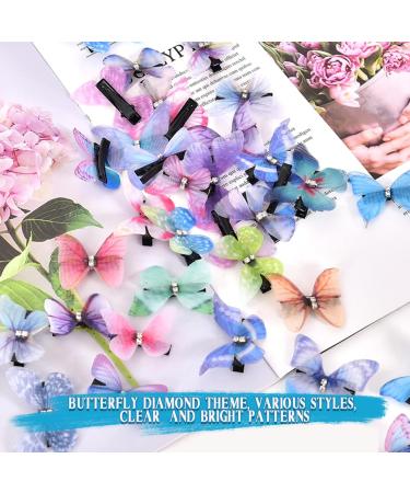 40 Pcs Medium Organza Butterfly Hair Clips for Women - Colorful Fabric Wedding Party Hair Accessories - Buy Online on GoSupps.com